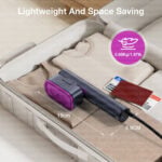 Minfu MFVS01 lightweight portable steam iron weighing only 0.85kg packed in a travel suitcase