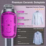Minfu MFVS01 premium ceramic soleplate comparison showing 19 square inch large area and longer lifespan