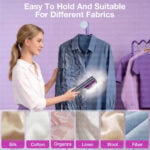 Minfu MFVS01 garment steamer safely smoothing wrinkles on various fabrics including silk, cotton, and wool