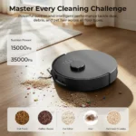 Robot vacuum with up to 35000Pa suction for pet hair, dust, crumbs and floor debris