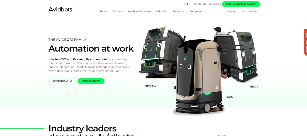 Avidbots Neo industrial floor scrubber vs agile commercial cleaning robot options.