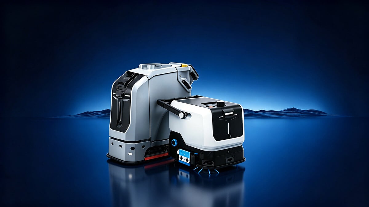 Minfu LT10 agile floor scrubber and LT70 Pro heavy-duty industrial cleaning robot representing a complete dual-model autonomous fleet.