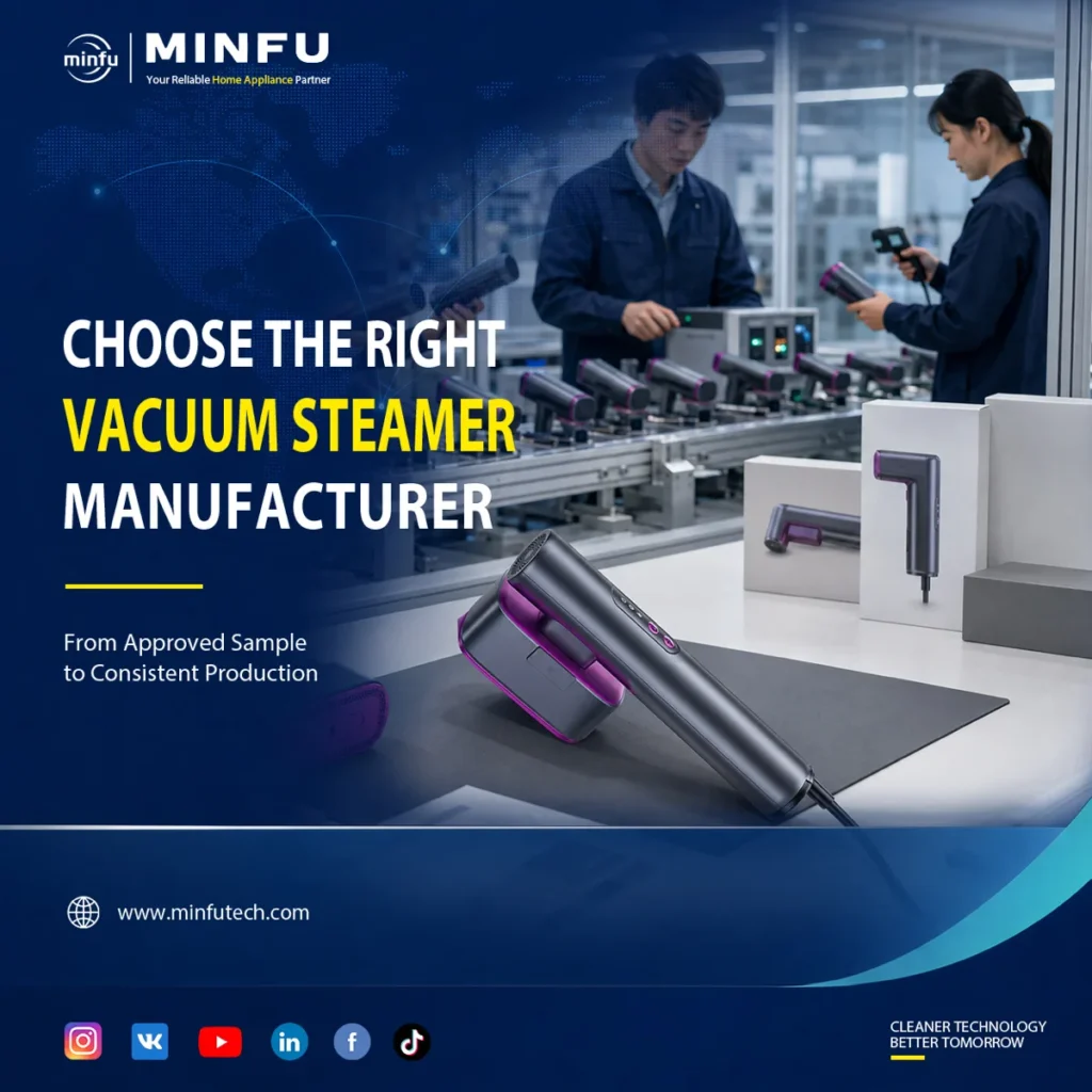 Vacuum garment steamer manufacturer evaluation from approved sample to consistent mass production