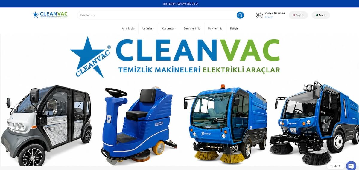 Cleanvac halı ve koltuk yıkama makinesi Türkiye yerli temizlik ekipmanı markası