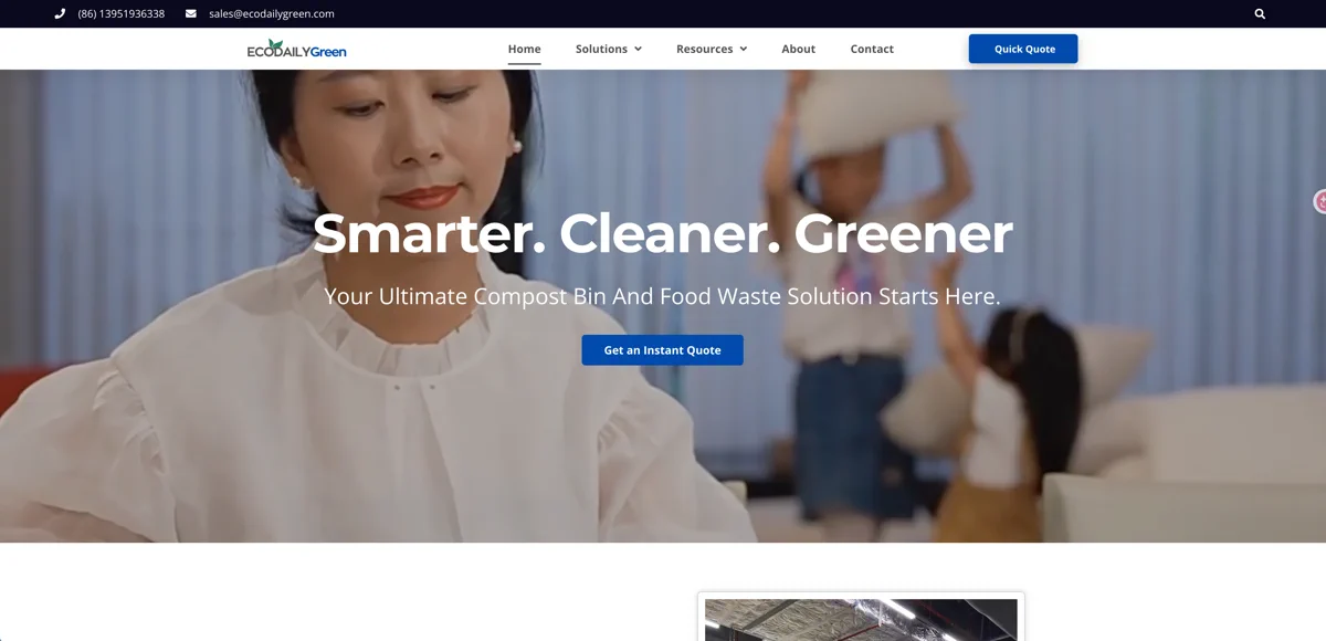 음식물처리기와 친환경 음식물 폐기물 솔루션을 소개하는 ECODAILY Green 공식 웹사이트