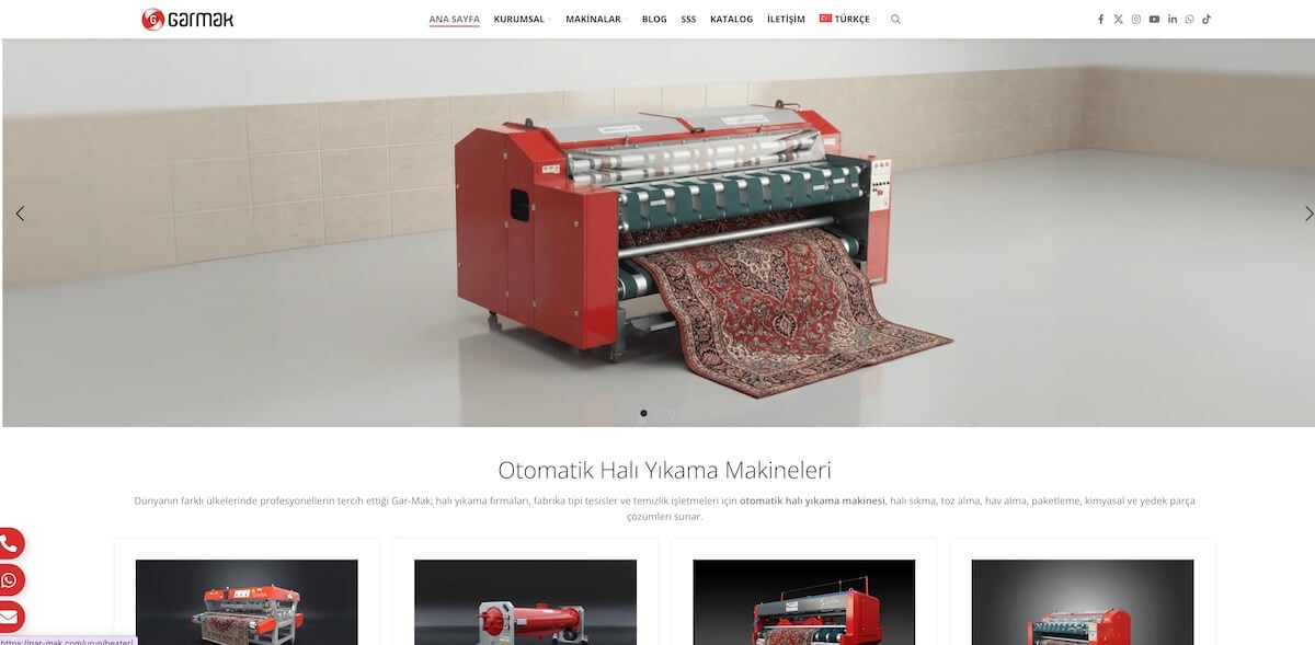 GarMak tam otomatik halı yıkama sistemi ve endüstriyel temizlik makineleri