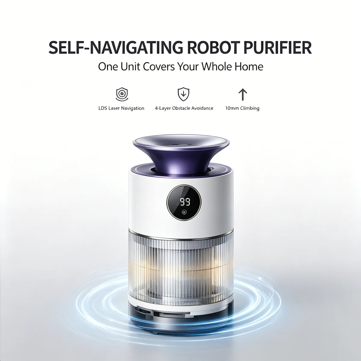 Self navigating AI air purifier robot